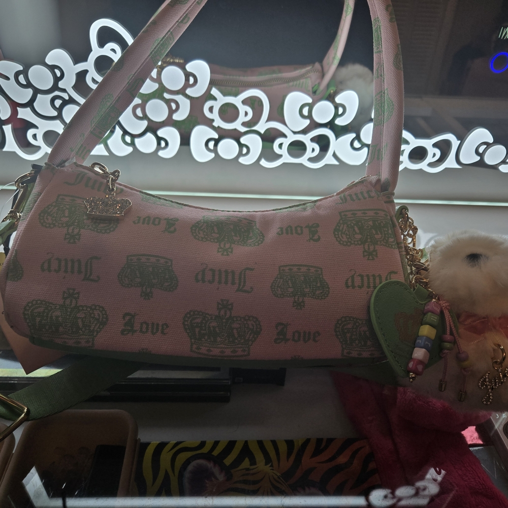 Pink and Green Women's Bag